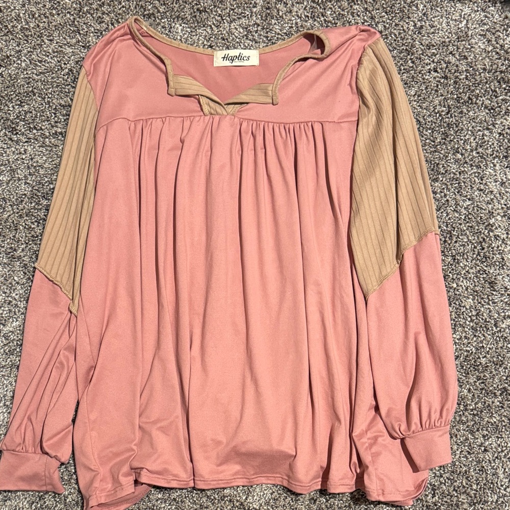 Haptics Pink and Tan Women's Blouse